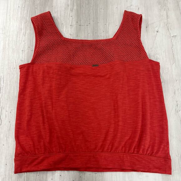 Prana Abbott Pass Ginger Flower Crocheted Lace Soft Knit Tank Top Large - Picture 2 of 6